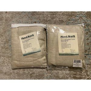 TWO Sets Plow & Hearth Grasscloth Outdoor Curtain Panel w Tab Top 54”W x 84"L…